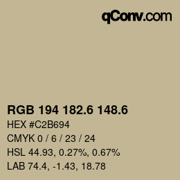カラーコード: RGB 194 182.6 148.6 | qconv.com
