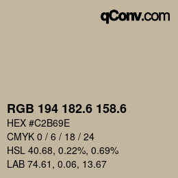 カラーコード: RGB 194 182.6 158.6 | qconv.com