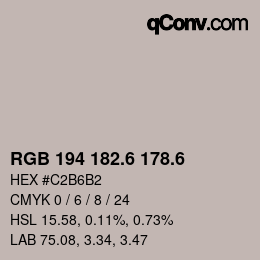 カラーコード: RGB 194 182.6 178.6 | qconv.com