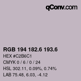 カラーコード: RGB 194 182.6 193.6 | qconv.com