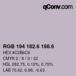 カラーコード: RGB 194 182.6 198.6 | qconv.com