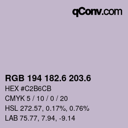 カラーコード: RGB 194 182.6 203.6 | qconv.com