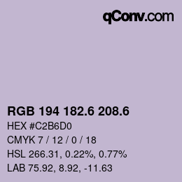 カラーコード: RGB 194 182.6 208.6 | qconv.com