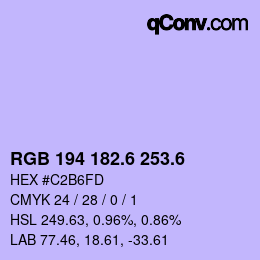 カラーコード: RGB 194 182.6 253.6 | qconv.com