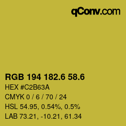 カラーコード: RGB 194 182.6 58.6 | qconv.com