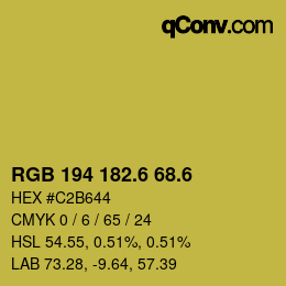 カラーコード: RGB 194 182.6 68.6 | qconv.com