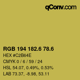 カラーコード: RGB 194 182.6 78.6 | qconv.com