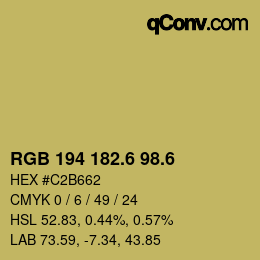 カラーコード: RGB 194 182.6 98.6 | qconv.com
