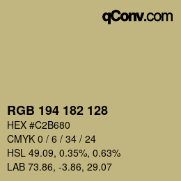Color code: RGB 194 182 128 | qconv.com
