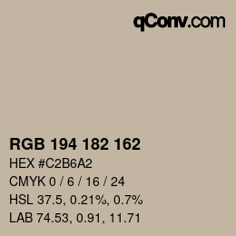 Color code: RGB 194 182 162 | qconv.com