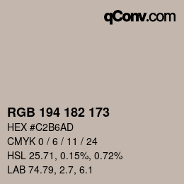 Code couleur: RGB 194 182 173 | qconv.com