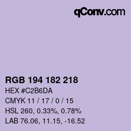 Código de color: RGB 194 182 218 | qconv.com