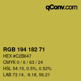 Color code: RGB 194 182 71 | qconv.com