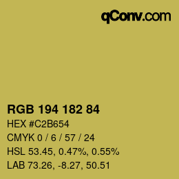 Color code: RGB 194 182 84 | qconv.com