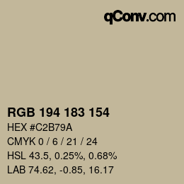カラーコード: RGB 194 183 154 | qconv.com