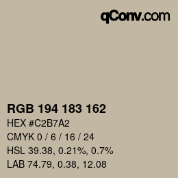 カラーコード: RGB 194 183 162 | qconv.com