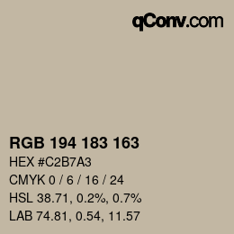 Color code: RGB 194 183 163 | qconv.com