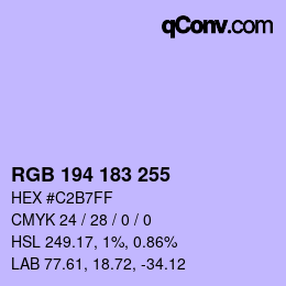 Color code: RGB 194 183 255 | qconv.com