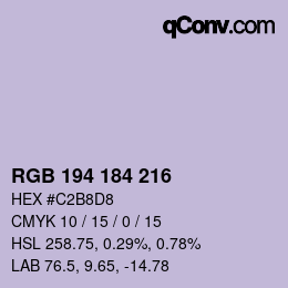 カラーコード: RGB 194 184 216 | qconv.com