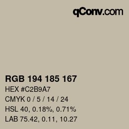 Color code: RGB 194 185 167 | qconv.com