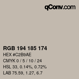 颜色代码: RGB 194 185 174 | qconv.com