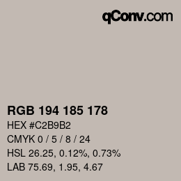 颜色代码: RGB 194 185 178 | qconv.com