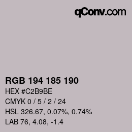 Color code: RGB 194 185 190 | qconv.com