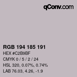 颜色代码: RGB 194 185 191 | qconv.com