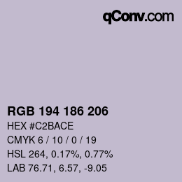 カラーコード: RGB 194 186 206 | qconv.com