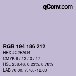 Farbcode: RGB 194 186 212 | qconv.com