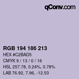 Código de color: RGB 194 186 213 | qconv.com