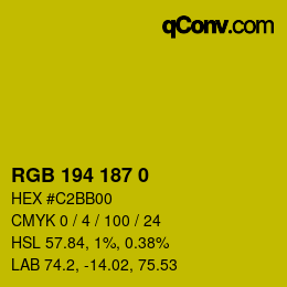 Color code: RGB 194 187 0 | qconv.com