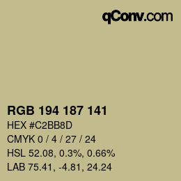 Color code: RGB 194 187 141 | qconv.com