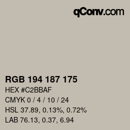 Color code: RGB 194 187 175 | qconv.com
