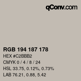 カラーコード: RGB 194 187 178 | qconv.com