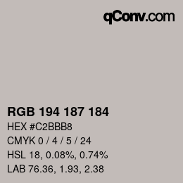 Color code: RGB 194 187 184 | qconv.com