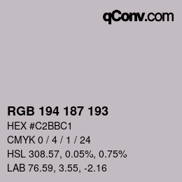 Color code: RGB 194 187 193 | qconv.com