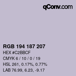 Color code: RGB 194 187 207 | qconv.com