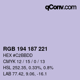 颜色代码: RGB 194 187 221 | qconv.com