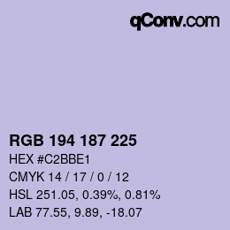 Color code: RGB 194 187 225 | qconv.com