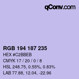 Color code: RGB 194 187 235 | qconv.com