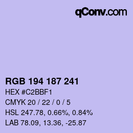 Color code: RGB 194 187 241 | qconv.com