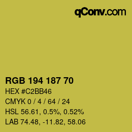 Color code: RGB 194 187 70 | qconv.com