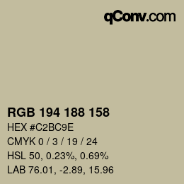 Color code: RGB 194 188 158 | qconv.com