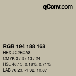 Farbcode: RGB 194 188 168 | qconv.com
