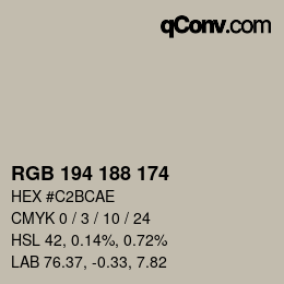 カラーコード: RGB 194 188 174 | qconv.com