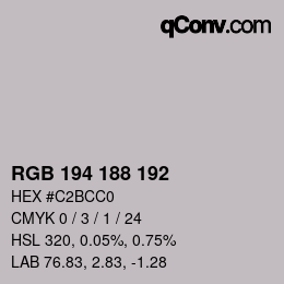 Color code: RGB 194 188 192 | qconv.com