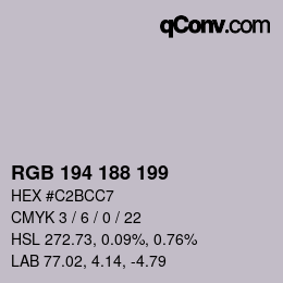颜色代码: RGB 194 188 199 | qconv.com