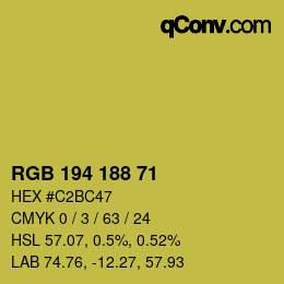 Color code: RGB 194 188 71 | qconv.com