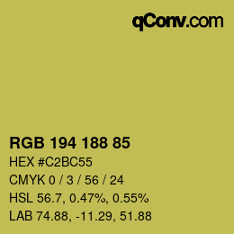 Color code: RGB 194 188 85 | qconv.com